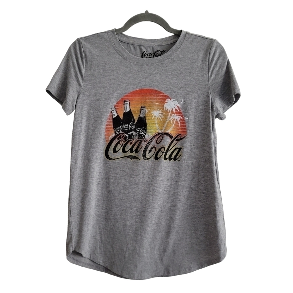 NEW Coca Cola XS Tropical Sunset Gray Graphic T-Shirt